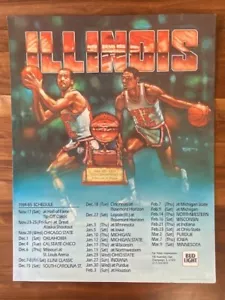 1984-85 ILLINOIS ILLINI BUD LIGHT BEER BASKETBALL SCHEDULE 17X22 STANDUP BAR TOP - Picture 1 of 19