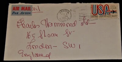 Vintage Cover, 1970, CHESTNUT HILL, MA, AIRMAIL, To London SW-1, UK, Hammond Ltd - Image 1 of 4