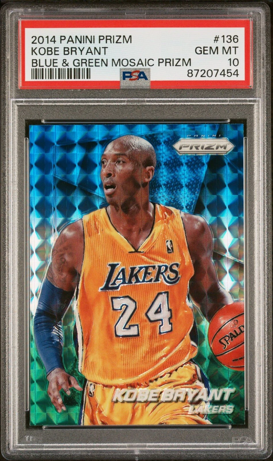 2014-15 Kobe Bryant Panini Prizm #136 Blue Green Mosaic - PSA 10