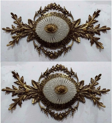 2 Hand Beaded Antique Replica Crystal Bronze European Flush Mount Chandeliers Cover