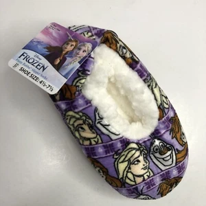 Frozen Fuzzy Babba Slipper Socks 2T-3T Shoe Size 4.5-7.5 Faux Fur Insoles Disney - Picture 1 of 7