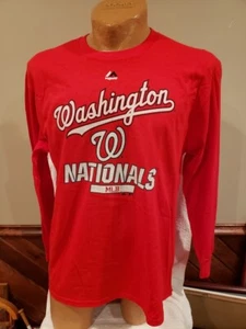 BEAUTIFUL Washington Nationals Men's Lg Red Long Sleeve Majestic T-Shirt, NEW!! - Picture 1 of 2