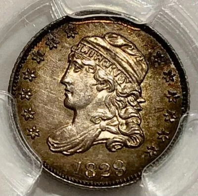 Media moneda de diez centavos busto tapado 1829 graduación profesional detalles sin circular Foto 1 de 4