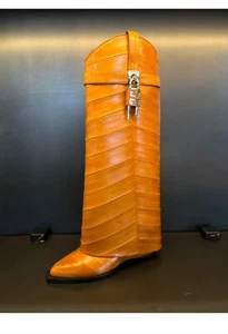 GIVENCHY NIB $3850. Eel Leather Shark Lock Cowboy Boots Shoes Size 11 - Picture 1 of 7