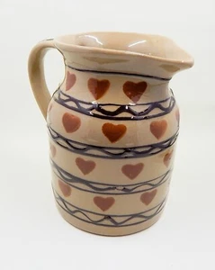 Hartstone Pottery USA Country Pitcher Jug Hearts Stoneware - Picture 1 of 12