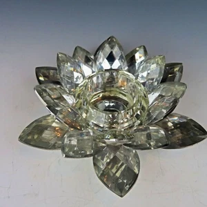 Faceted Glass Lotus Flower Votive Tea Light Candle Holder  Tiered  6” - Picture 1 of 9