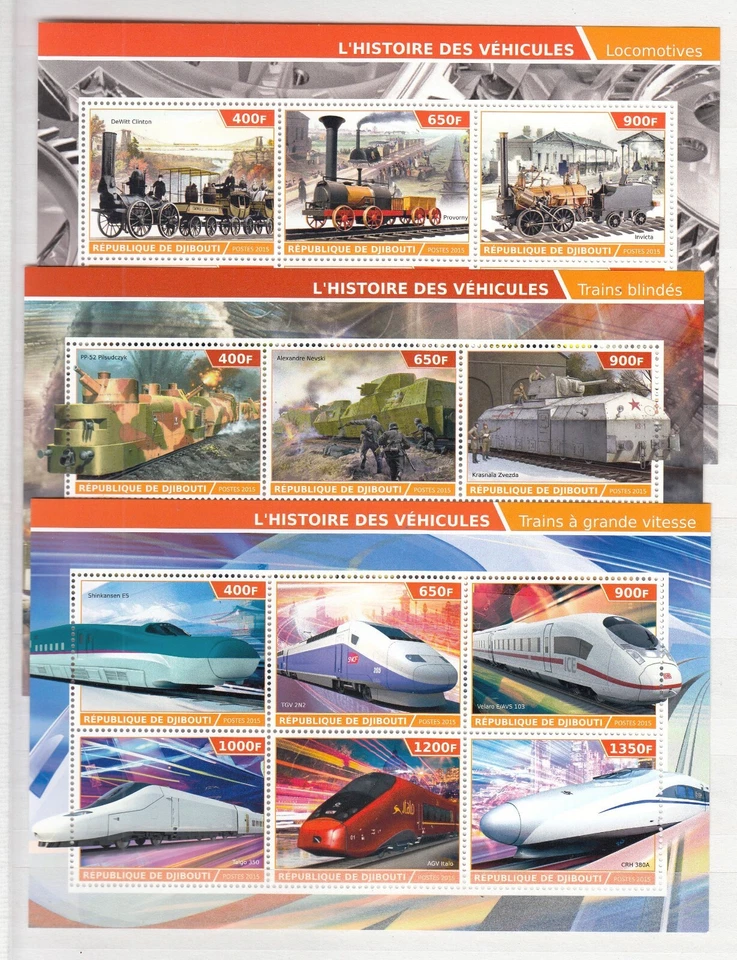 PK23366/DJIBOUTI - TRENES - 2015 COMO NUEVO SELECCIÓN DE BLOQUES MNH Foto 1 de 2