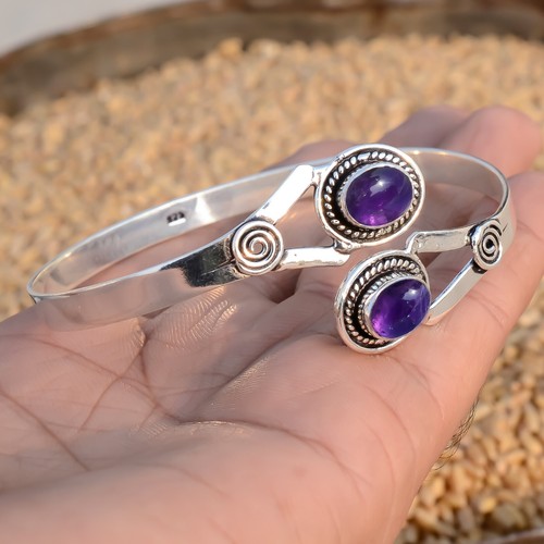 VALENTINO Bracciale pietre preziose ametista argento sterling 925 fatto a mano braccialetto compleanno