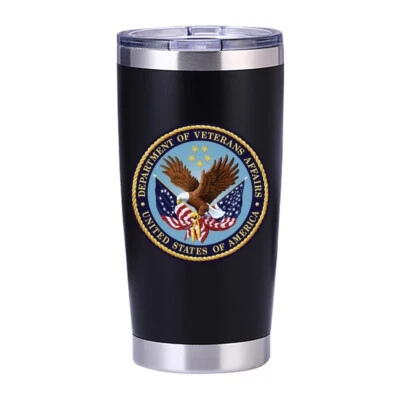 US Department of Veterans Affairs 20 oz Tumbler Black Red Stainless Steel Olive - Image 1 of 4