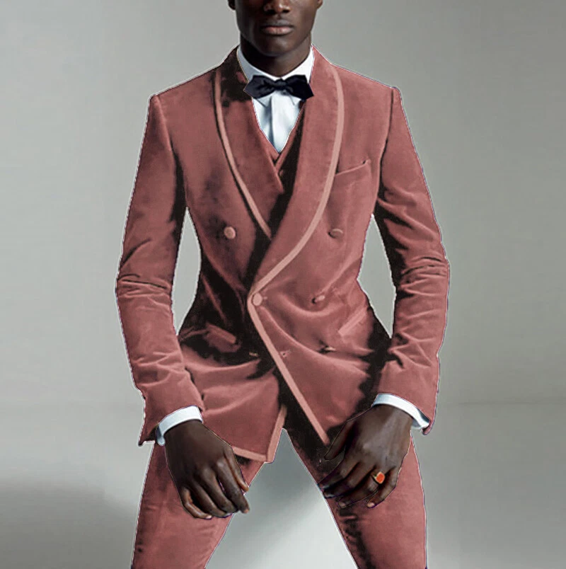 2 Piece Men Velvet Suits Dinner Jacket Formal Pants Shawl Collar Coat Wedding  - Image 1 of 4
