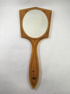 Espejo de Mano Pirocel Baquelita Amarillo Oscuro 14" Tocador Floral Dama Betty De Colección - Imagen 1 de 12