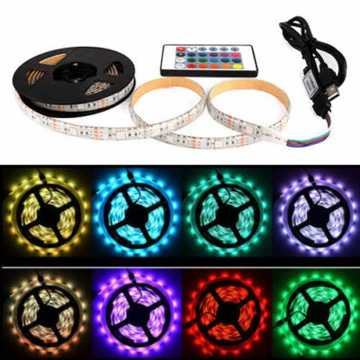 LED Strip Light Bar TV Back Lighting Kit+USB Remote Control 5V 5050 60SMD/M RGB - Image 1 of 4