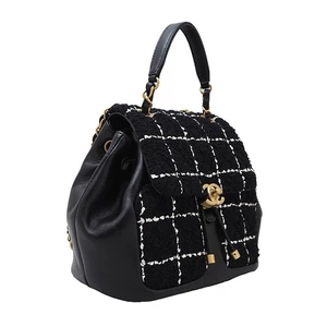 CHANEL 2 Way Mini Backpack Wool Tweed Lambskin White AS4493 115239 - Picture 1 of 6