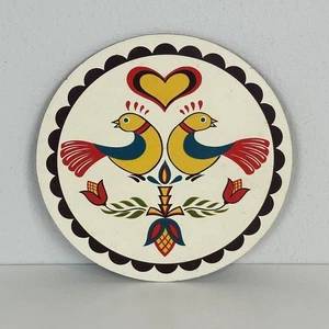 Vintage 70er Jahre Taube Herz Untersetzer Volksdeko - Bild 1 von 5