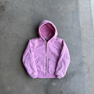 Carhartt Hoodie Jacket Girls Small 7-8 Pink Thick Full Zip Coat Sherpa Lined - Picture 1 of 5