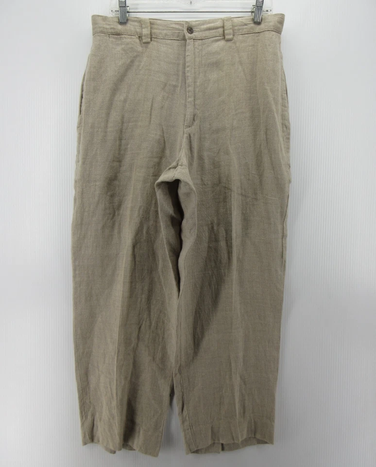 VINTAGE Gap Pants Men 34X30 Beige Khaki Linen Trousers Safari Baggy High Rise - Image 1 of 4