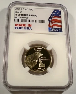 2007-S 25c CLAD NGC PF70UCAM IDAHO QUARTER PROOF ULTRA CAMEO PR 70 UT - Picture 1 of 4