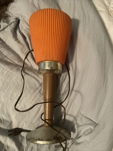 LÁMPARA de madera de plástico acanalado naranja MCM vintage funciona probada - Imagen 1 de 9