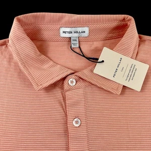 Polo Peter Millar Pilot Mill Halifax morbida Pima cotone righe pesca 2XL $115 - Foto 1 di 8