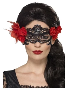 Smiffys Day of the Dead Lace Filigree Eyemask, Black - Picture 1 of 1