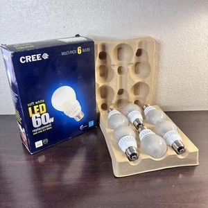 CREE Soft White LED 60W Dimmable Glass Bulb 800 Lumens New Multi-Pack Of 6 Bulbs - Picture 1 of 14