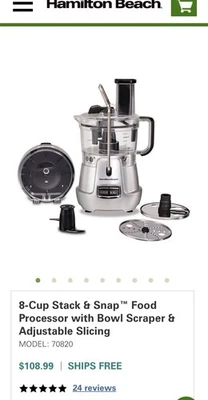 Hamilton Beach Stack & Snap 8-Cup Food Processor (70820) - Image 1 of 4