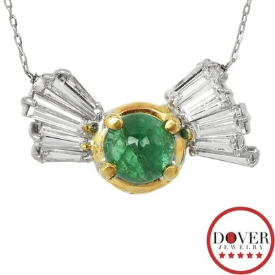 Estate Diamond 1.50ct Emerald Platinum Baguette Burst Pendant Necklace 3.9 Gr NR - Image 1 of 4