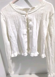 Cato Childrens Girls S (Size 7)  Little Off-White Cardigan Pearl Style Buttons - Picture 1 of 3