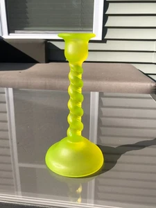 Tiffin Portacandele Giallo Canarino Satinato Vetro Spirale Torsione 8-1/4" - Foto 1 di 5