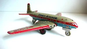 YONESAWA RARE AVION "COMET" FRICTION TÔLE LITHO BON ÉTAT ANNÉES 50 (22x27cm) - Picture 1 of 8