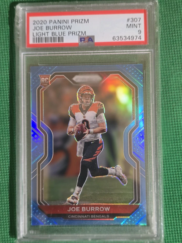 2020 Prizm Joe Burrow azul claro estampa curta #307 PSA 9 novato - Imagem 1 de 4