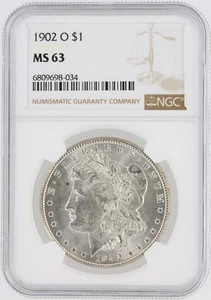 1902-O Morgan Silver Dollar NGC MS63 S$1 New Orleans coniato senza riserva - Foto 1 di 4