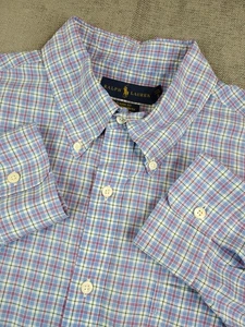 Polo Ralph Lauren Hemd Herren XL blau rot kariert Baumwolle Stretch lang Knopfleiste - Bild 1 von 6