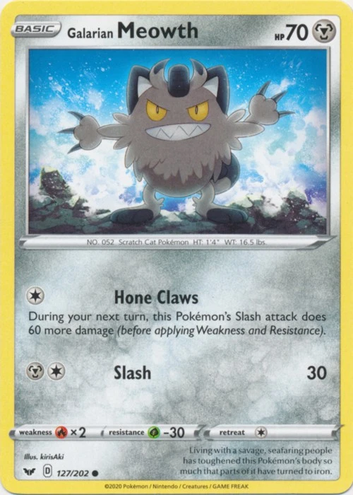 Galarian Meowth - 127/202 - Common - Sword & Shield Base Set #127/202 Pokemon TC - Image 1 of 1