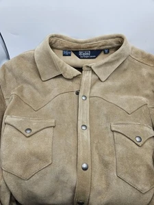 Polo By Ralph Lauren Pelle XL Marrone Camicia/Giacca Bottoni Ottime Condizioni - Foto 1 di 14