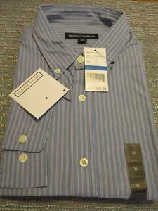 Tricots St Raphael 100% Cotton Blue Striped Long Slve Button Shirt SR$65 NEW - Picture 1 of 3