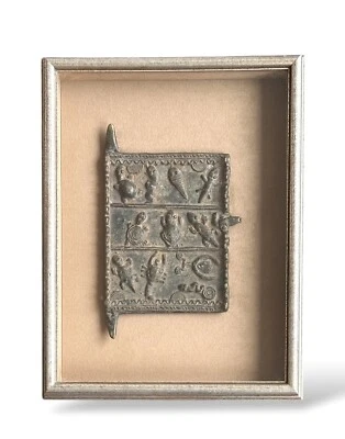 Antigua puerta de bronce Dogon marco de caja de sombra personalizado tortuga rana caimán serpiente Foto 1 de 4