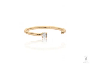 Rose Cut Diamond 14K Gold Open Cuff Stack Ring -For Mother's Day GiftšJewelry - Picture 1 of 8