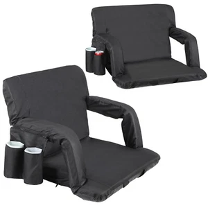2X Stadium Seat Chair Reclining Bleacher Seat w/Padded Backrest Armrests Sports - Picture 1 of 23