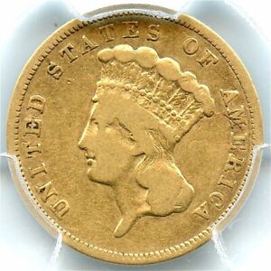 1860-S $3 Gold Princess, PCGS Fine-12 CAC, Even Gold Color, Very Attractive Coin