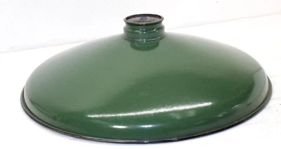 VINTAGE METAL SHOP LIGHT SHADES GREEN PORCELAIN ENAMEL D=14" GARAGE INDUSTRIAL - Image 1 of 4