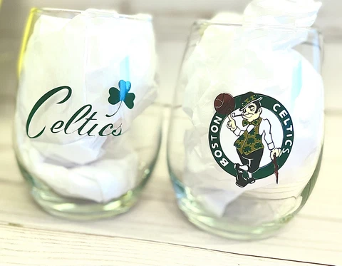 Boston Celtics Stemless Wine Glass Set of 2 Cover