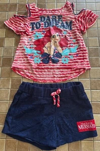 Girls Disney Princess Ariel Outfit Set Size M Red & Blue - Picture 1 of 5
