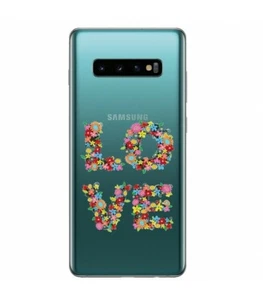 Coque Galaxy S10 love fleur multi transparente - Photo 1 sur 1