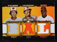 2006 Triple Threads Relic Combos Gold /9 Jim Palmer Reggie Jackson Sammy Sosa