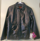 Burry Lane Women's Leather Jacket Nwt Large Black Zip Up Liner Vintage