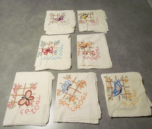 Vtg Flour Sack Tea Towels Set 7 Embroidered Butterfly Days of Week Kitchen 30x36 - Picture 1 of 8