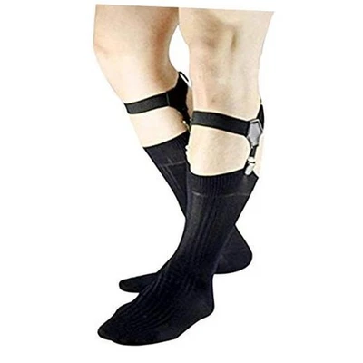 Paquete de 2 ligueros de calcetín ajustable para hombre clip resistente un par negro un par Foto 1 de 4