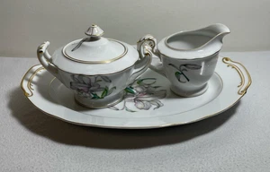 Monarch China Lily Flower ~ Set da portata 4 pezzi: zuccheriera, crema, piatto - Foto 1 di 23