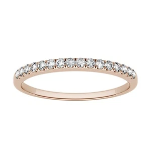 0.16 CTW DEW Round Lab-Created Moissanite Wedding Band in 14K Rose Gold - Picture 1 of 7